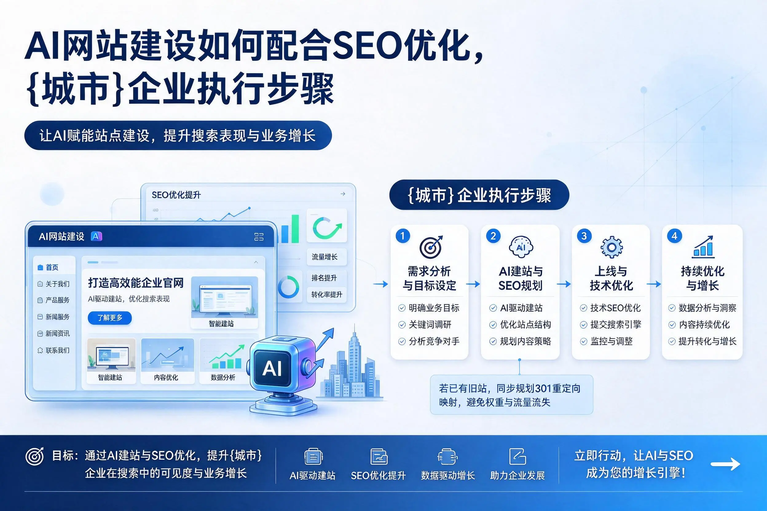 AI网站建设如何配合SEO优化,延边企业执行步骤
